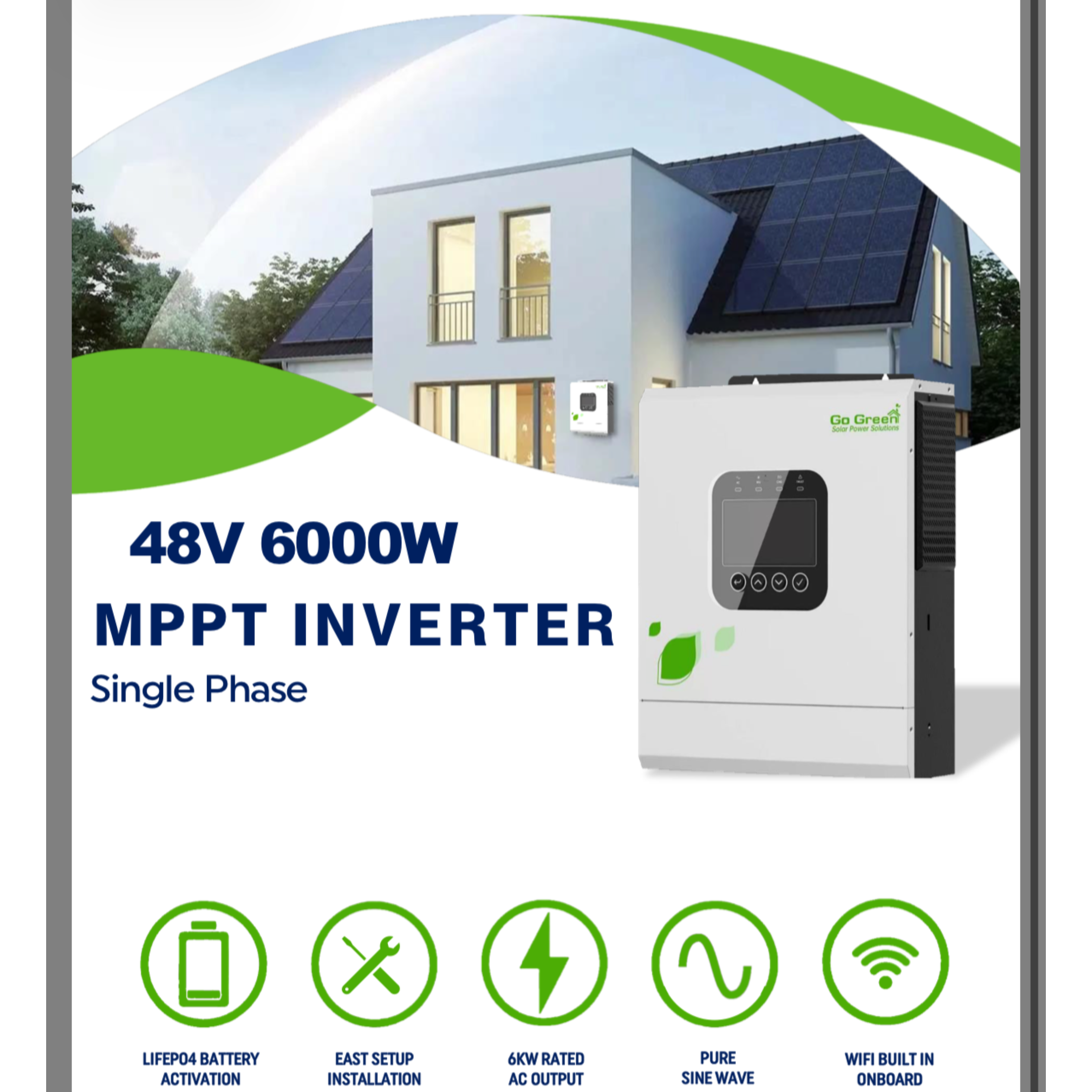 سانورتر هیبرید 6000VA گوگرین مدل GGIV-6000VA-48V-PRO – Go Green - تصویر 3