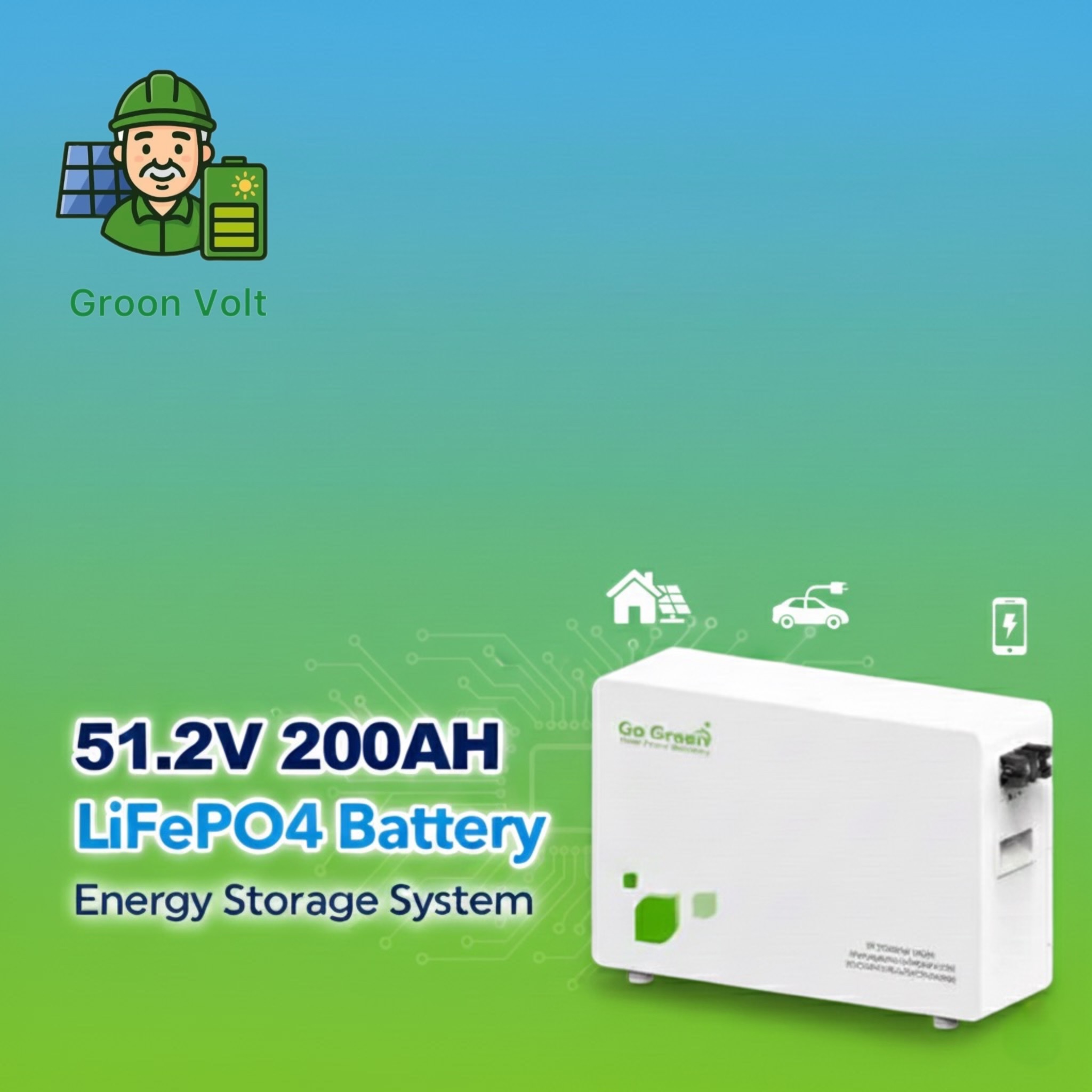 باتری لیتیومی 200 آمپر ساعت 51.2 ولت مدل GGESS-10kWh